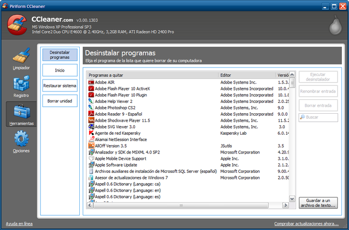 Descargar CCleaner 3.12.1572 gratis